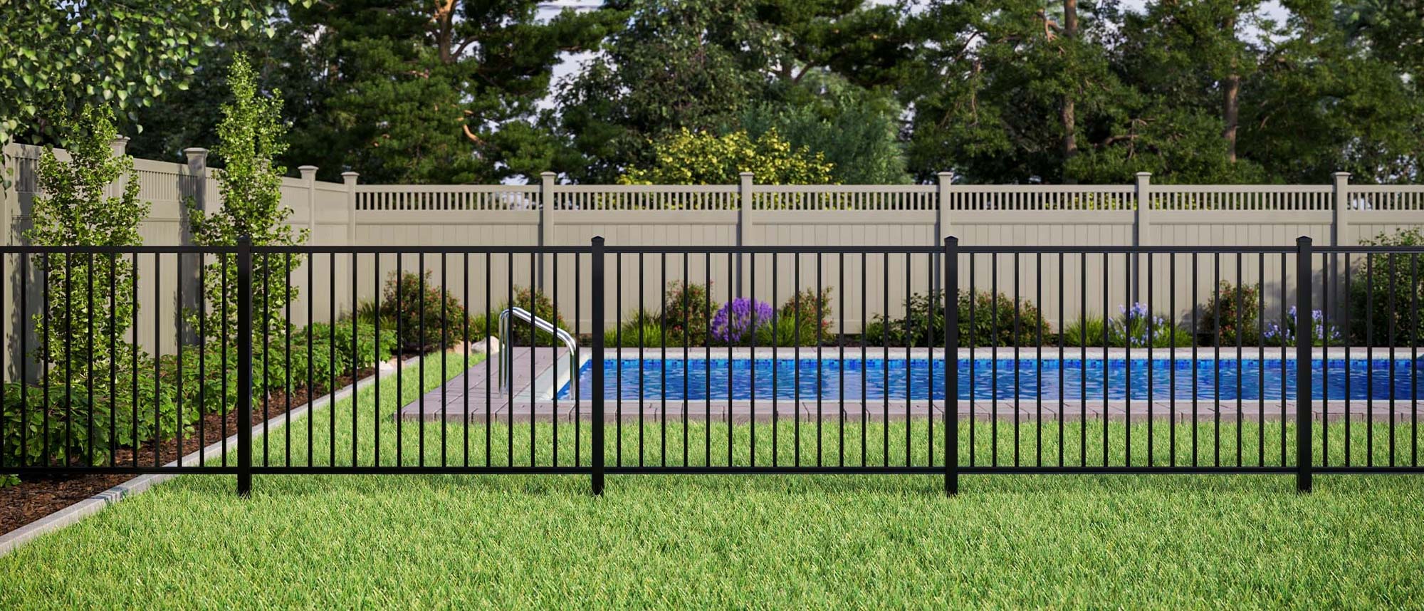 Evansville Indiana Aluminum Security Fence - Bedrock Style