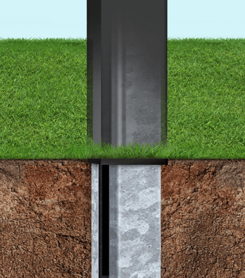 Aluminum fence post - I-post ground level