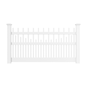 Chestnut Scallop Staggered Style Vinyl Fence Intallation in Evansville Indiana