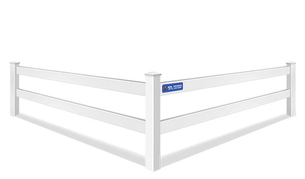 White vinyl 2 rail farm fence