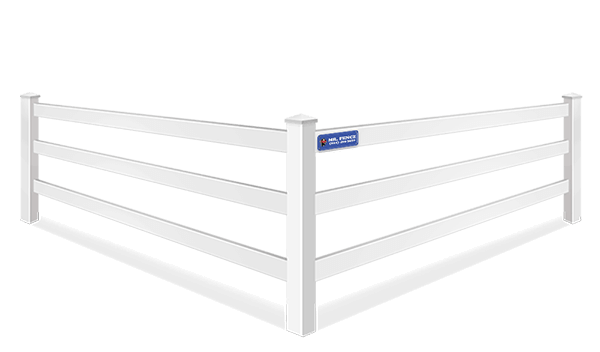 White vinyl 3 rail post and board fence