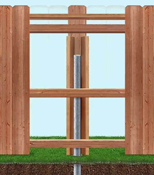 Wood fence steel post above ground