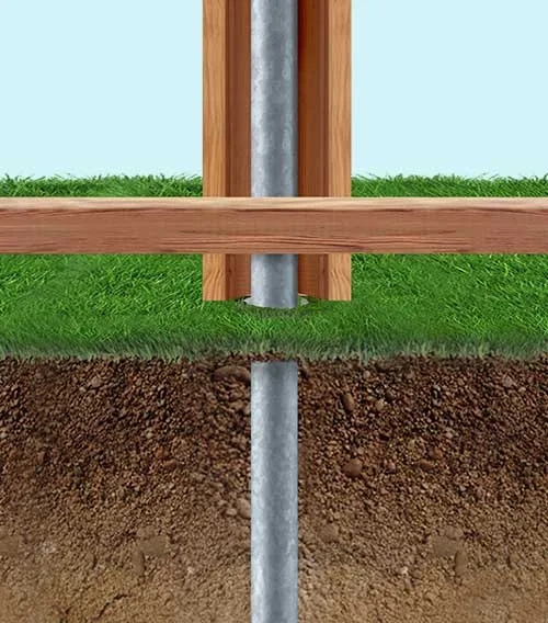Wood fence steel post ground level