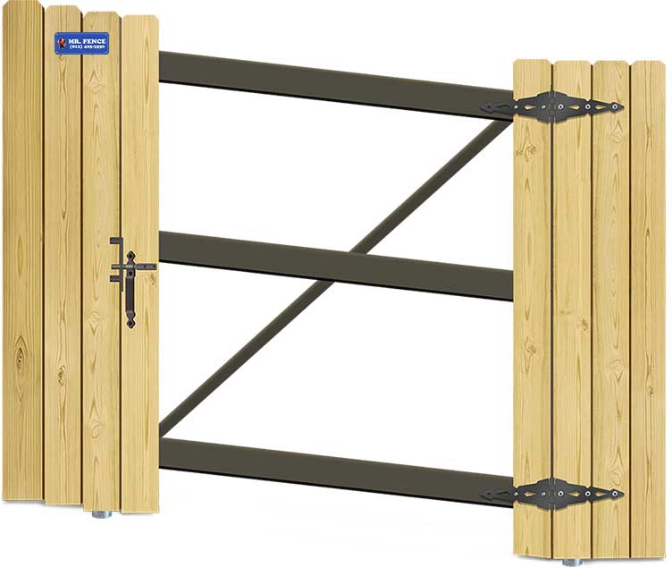 Racked Wood insta gate metal bracing view