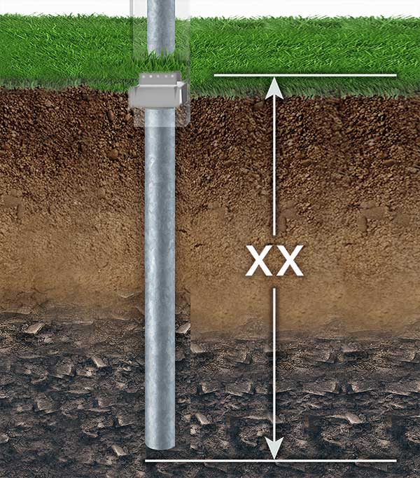 Vinyl fence steel post in ground